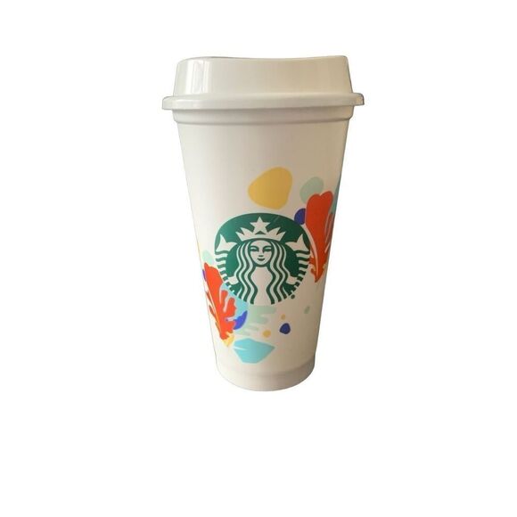 Pre Owned Starbucks 2020 Tropical Reusable Tumbler Siren Logo 16oz Coffee Cup - Picture 1 of 13